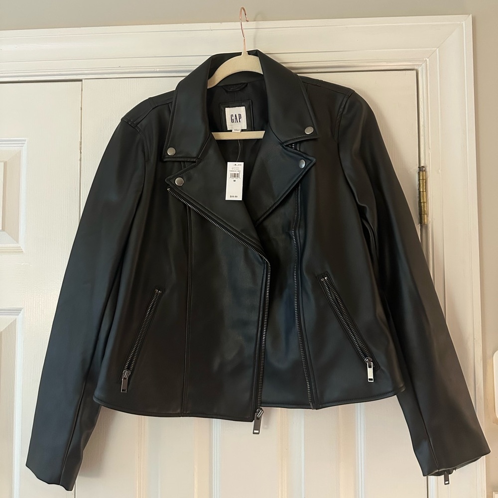 Gap black leather jacket - NWT